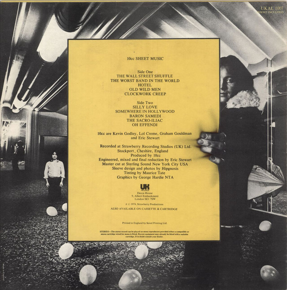 10cc Sheet Music - One Song Hype Sticker UK vinyl LP album (LP record)