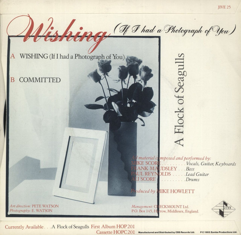 A Flock Of Seagulls Wishing (If I Had A Photograph Of You) UK 7" vinyl single (7 inch record / 45)