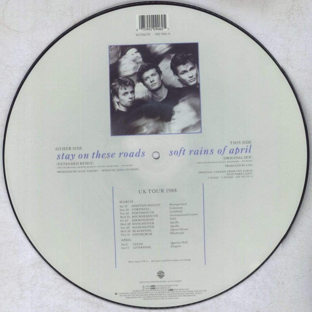 A-Ha Stay On These Roads UK 12" vinyl picture disc (12 inch picture record) 075992090605