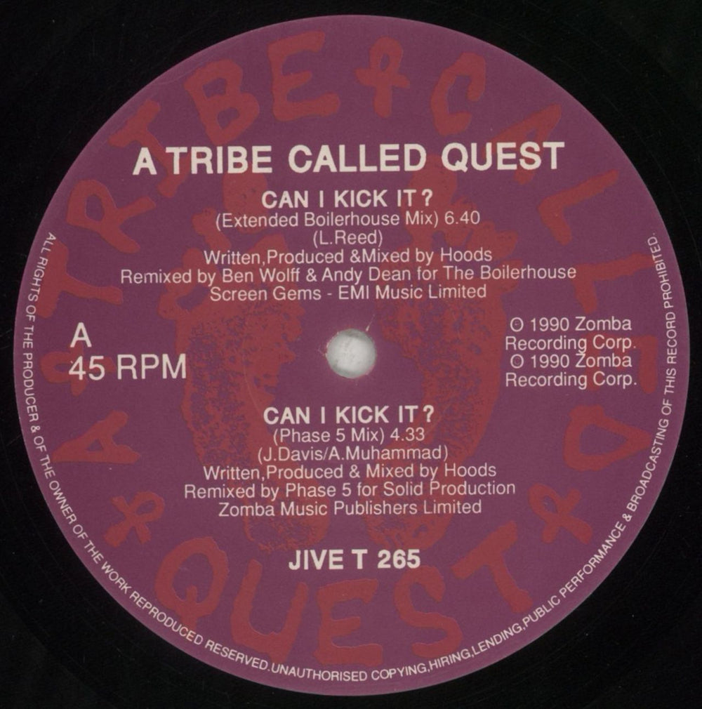 A Tribe Called Quest Can I Kick It? UK 12" vinyl single (12 inch record / Maxi-single) TCQ12CA559555