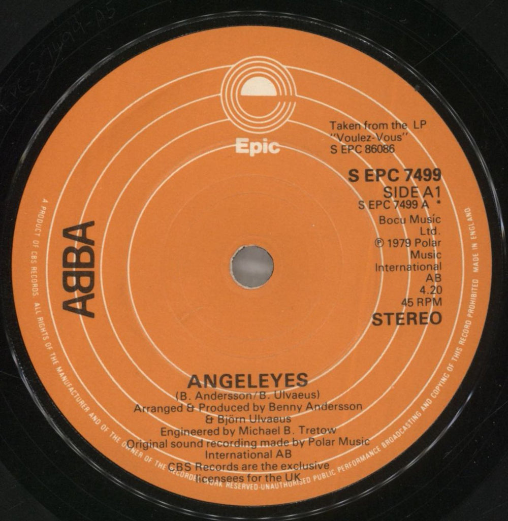 Abba Angeleyes / Voulez-Vous - Light sleeve UK 7" vinyl single (7 inch record / 45) ABB07AN02084