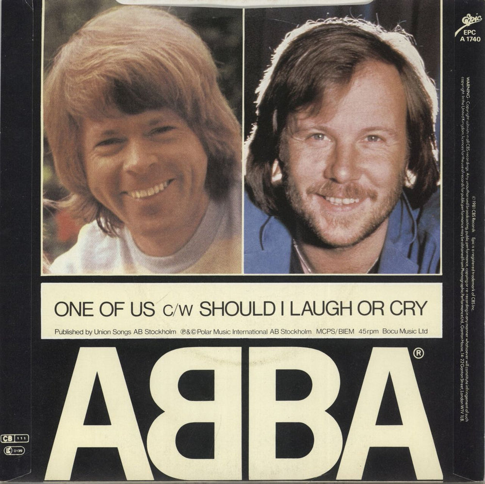Abba One Of Us - Inj UK 7" vinyl single (7 inch record / 45)