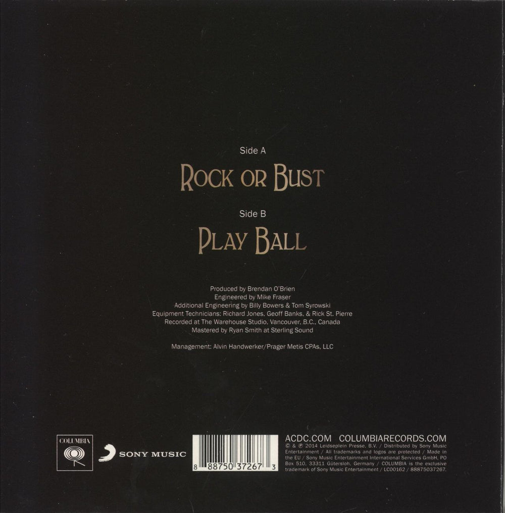 AC/DC Rock Or Bust UK 7" vinyl single (7 inch record / 45) 888750372673