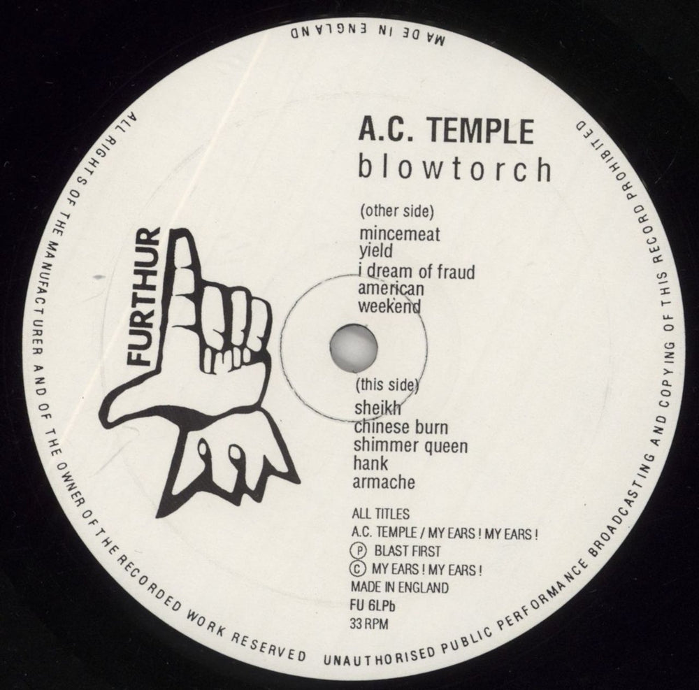 AC Temple Blowtorch UK vinyl LP album (LP record) AIBLPBL675377