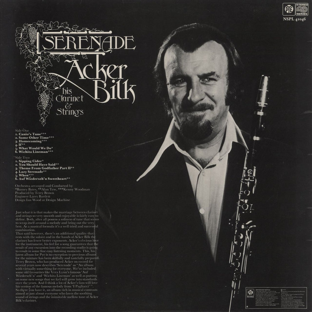 Acker Bilk Serenade UK vinyl LP album (LP record)