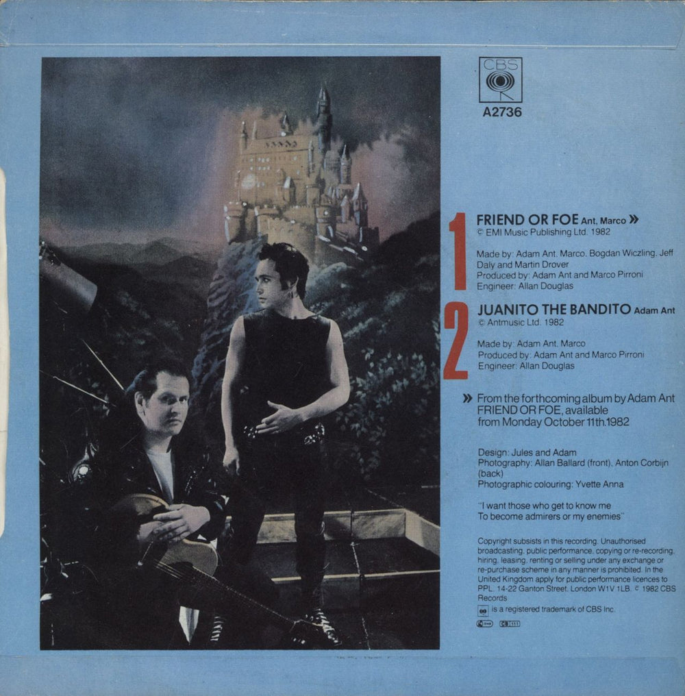 Adam Ant Friend Or Foe + Picture Sleeve UK 7" vinyl single (7 inch record / 45)