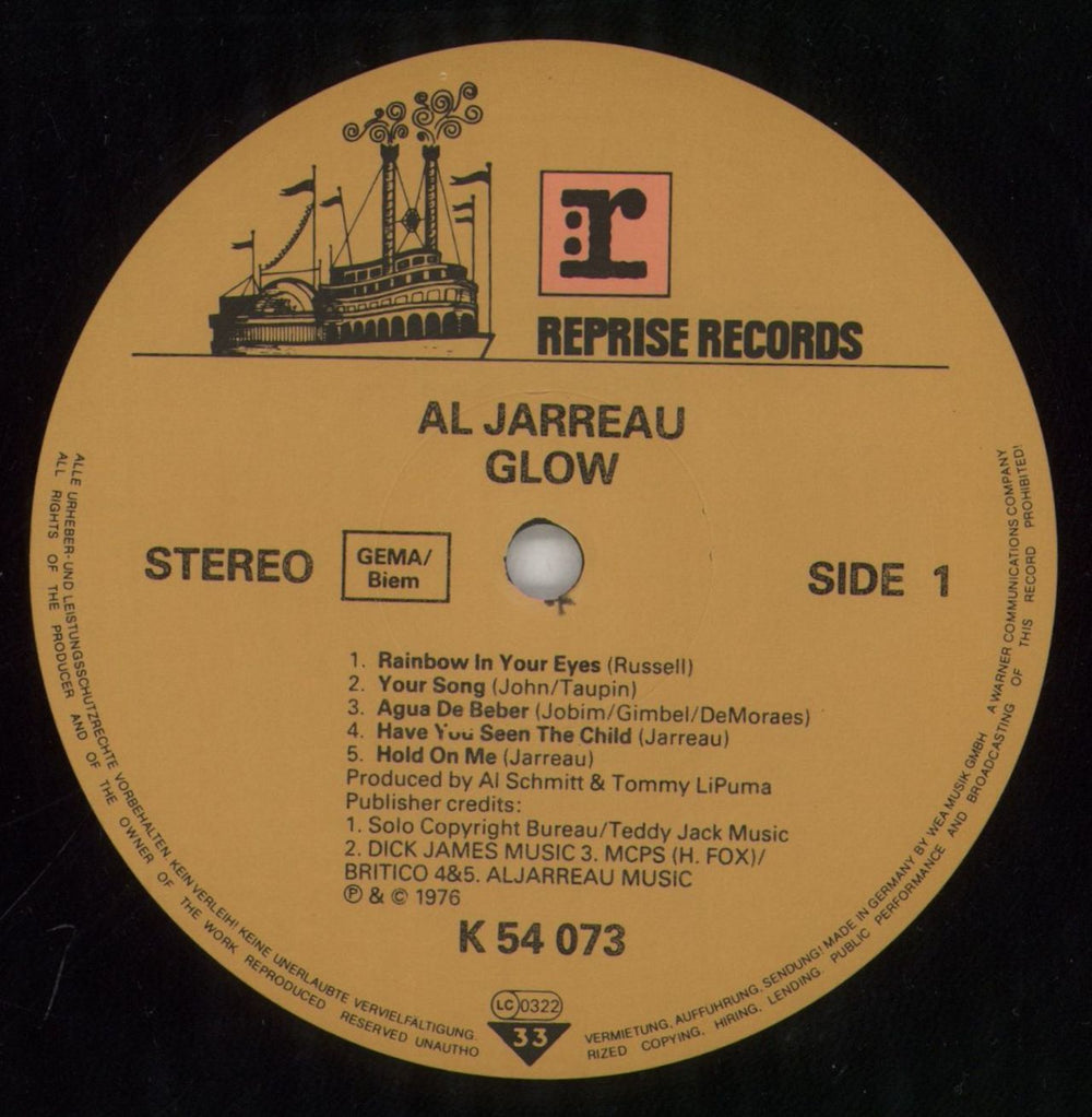Al Jarreau Glow German vinyl LP album (LP record) AJRLPGL860829