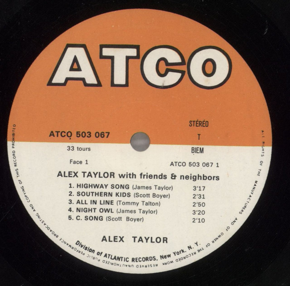 Alex Taylor With Friends And Neighbours French vinyl LP album (LP record) 0LHLPWI858895
