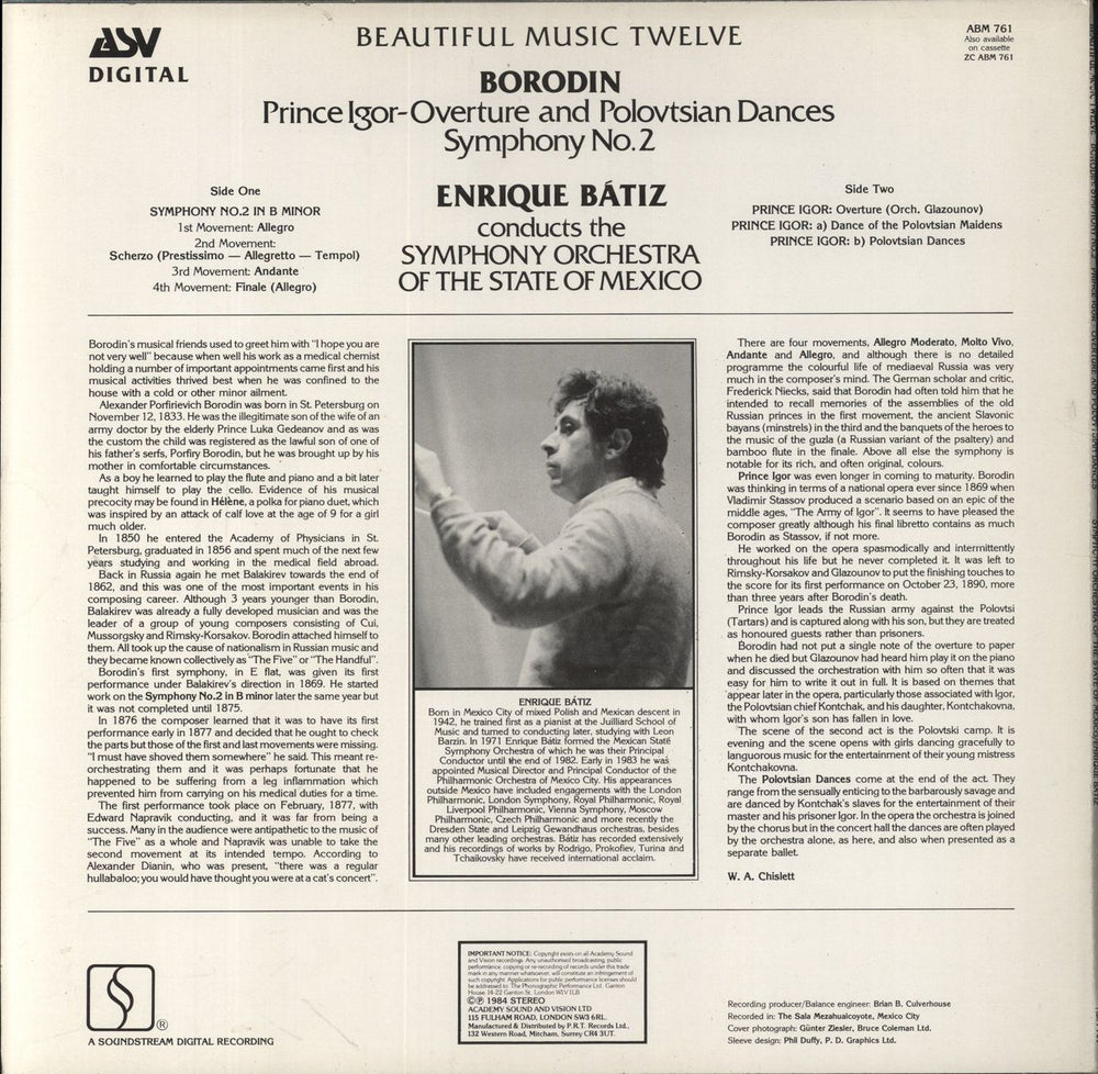 Alexander Borodin Borodin: Prince Igor - Overture And Polovtsian Dances / Symphony No. 2 UK vinyl LP album (LP record)