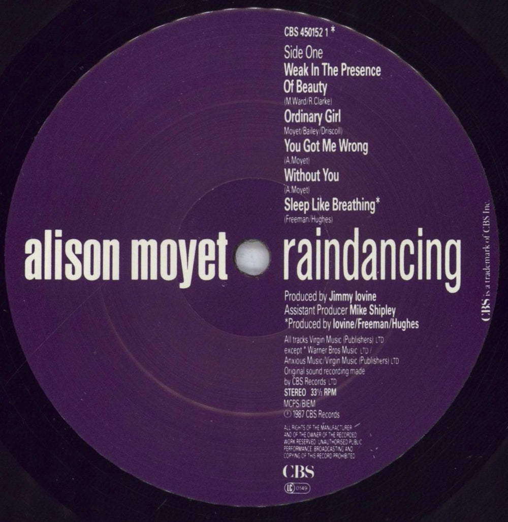 Alison Moyet Raindancing UK vinyl LP album (LP record) MOYLPRA836368