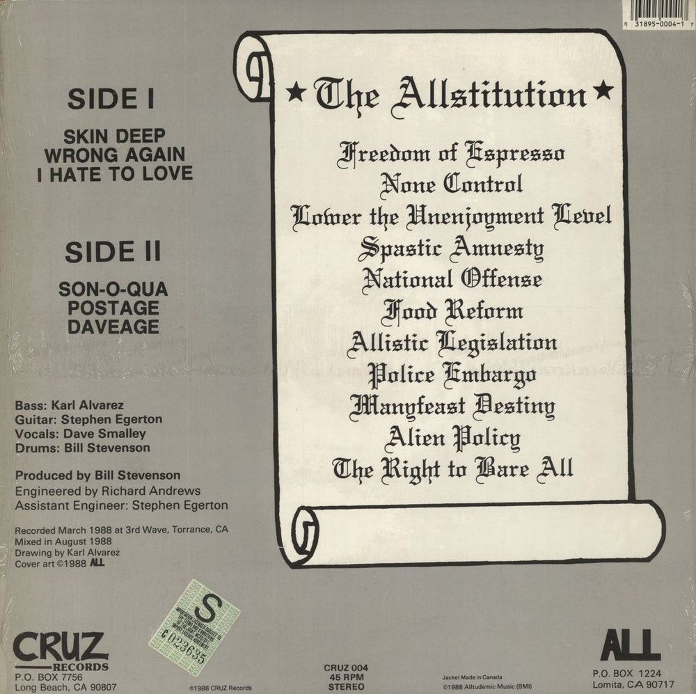 All Allroy For Prez US 12" vinyl single (12 inch record / Maxi-single) 031895000417