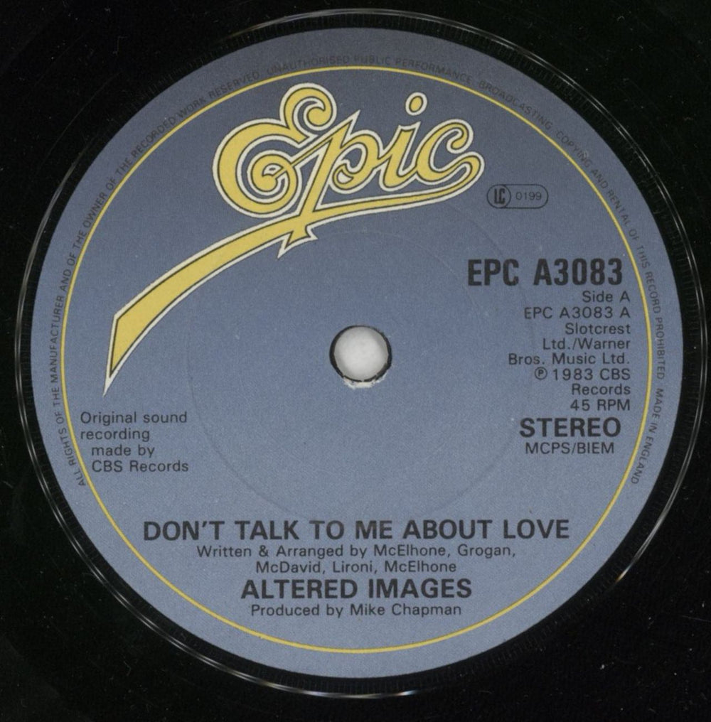 Altered Images Don't Talk To Me About Love UK 7" vinyl single (7 inch record / 45) ALT07DO53563