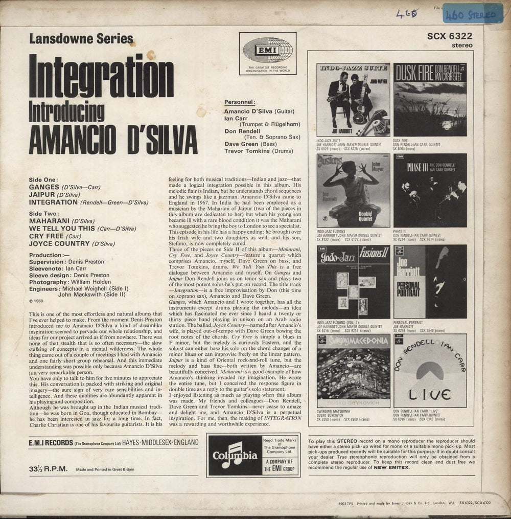Amancio D'Silva Integration - 1st - VG+ UK vinyl LP album (LP record)