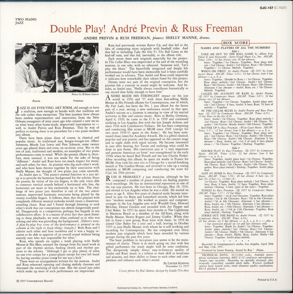 André Previn Double Play! US vinyl LP album (LP record)
