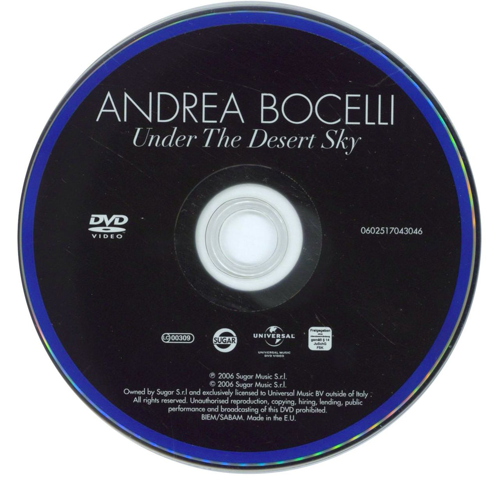 Andrea Bocelli Under The Desert Sky UK DVD ABLDDUN382079