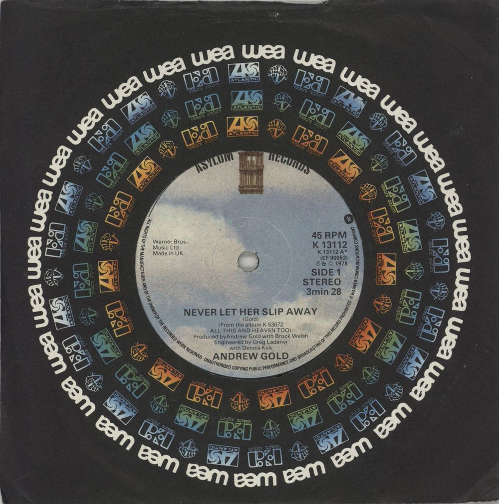 Andrew Gold Never Let Her Slip Away UK 7" vinyl single (7 inch record / 45) K13112