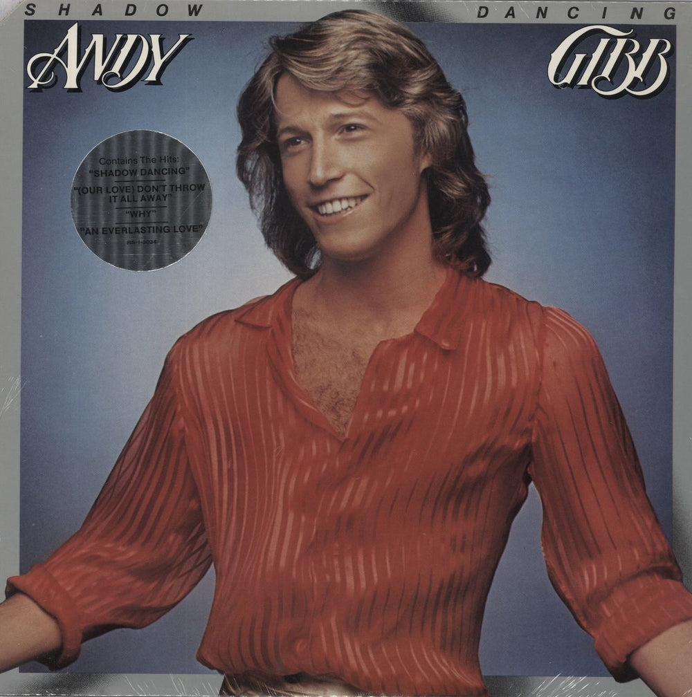 Andy Gibb Shadow Dancing - stickered shrink US vinyl LP album (LP record) RS-1-3034