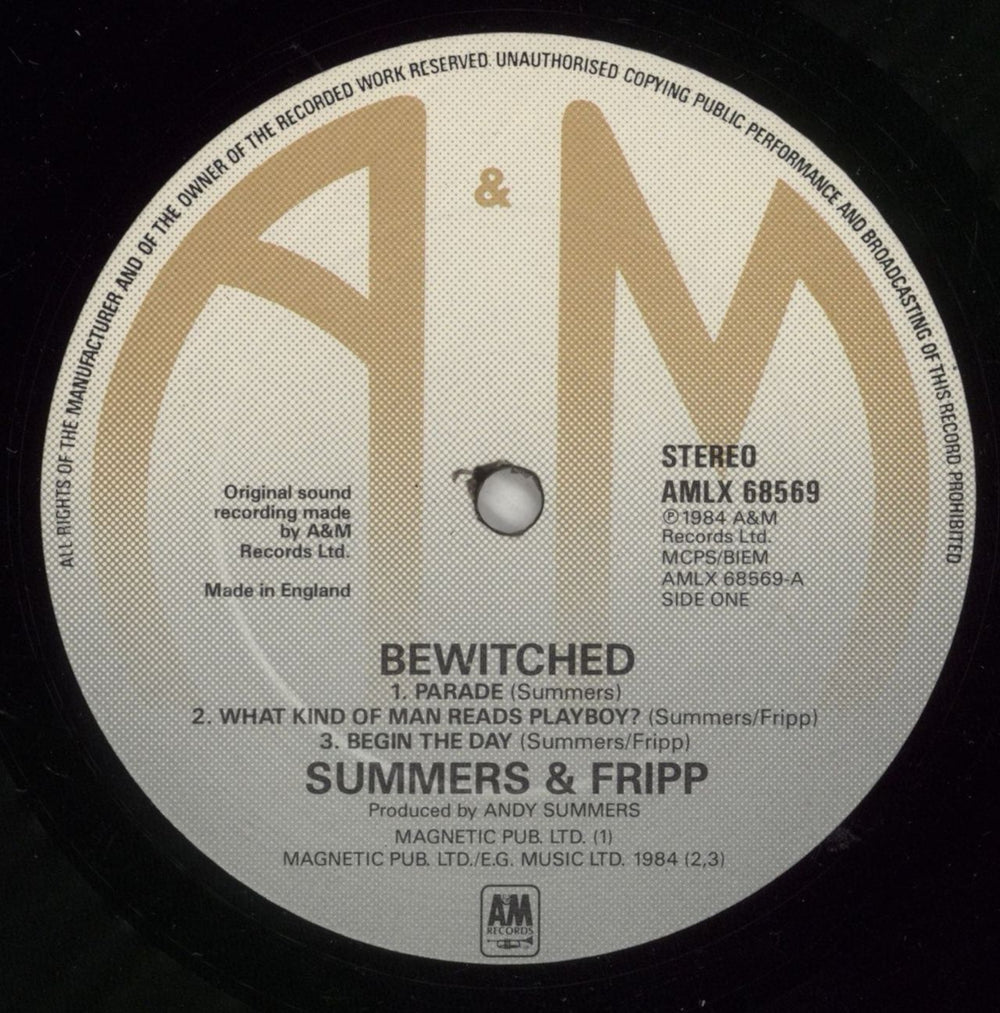 Andy Summers & Robert Fripp Bewitched - EX UK vinyl LP album (LP record) A1ELPBE873536