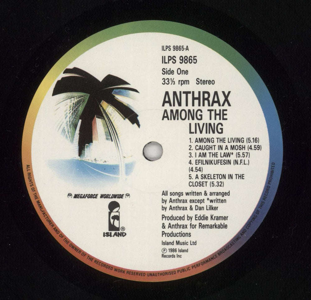 Anthrax Among The Living - EX UK vinyl LP album (LP record) ANXLPAM870551