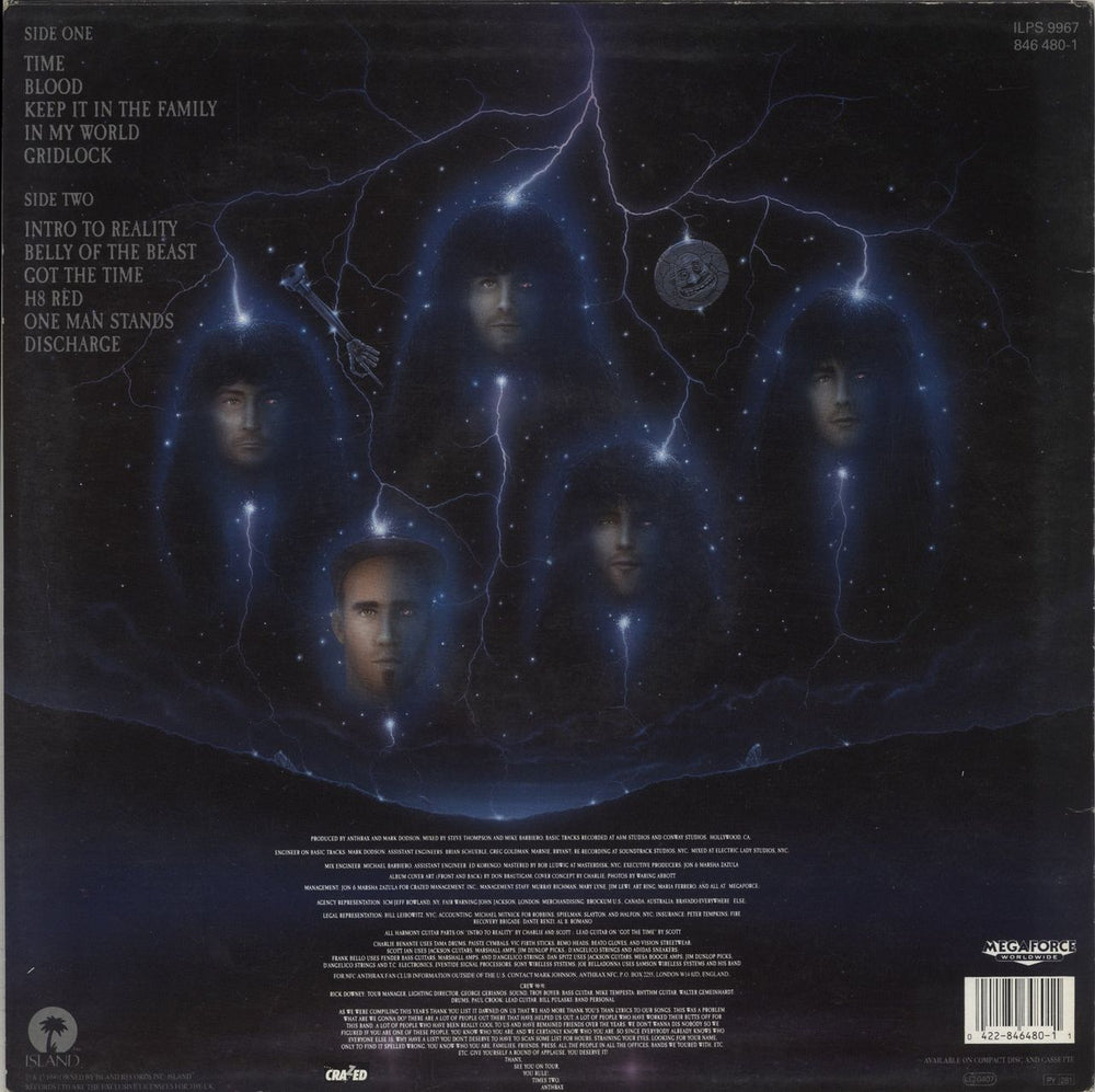 Anthrax Persistence Of Time - VG UK vinyl LP album (LP record) 042284648011