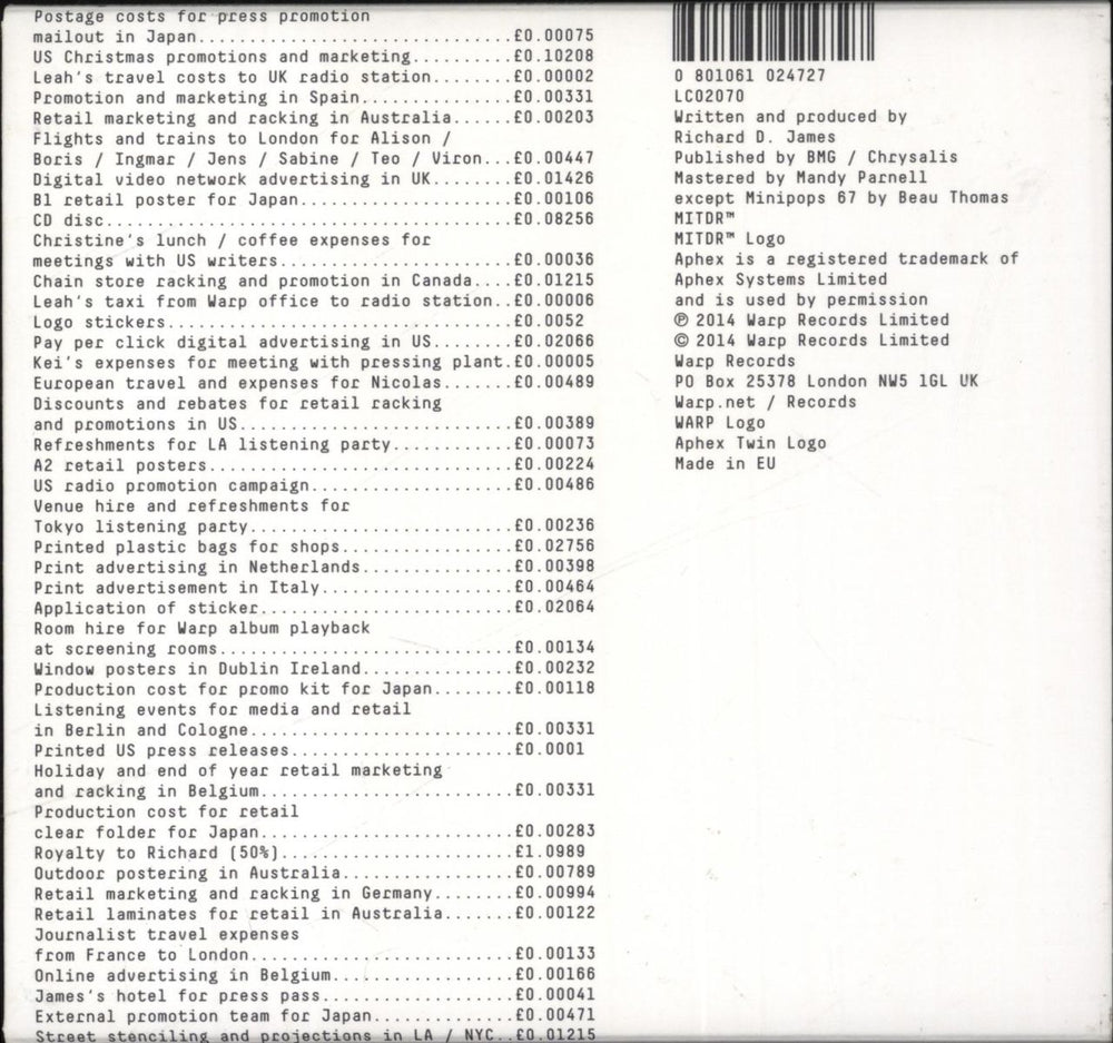Aphex Twin Syro UK CD album (CDLP) 801061024710