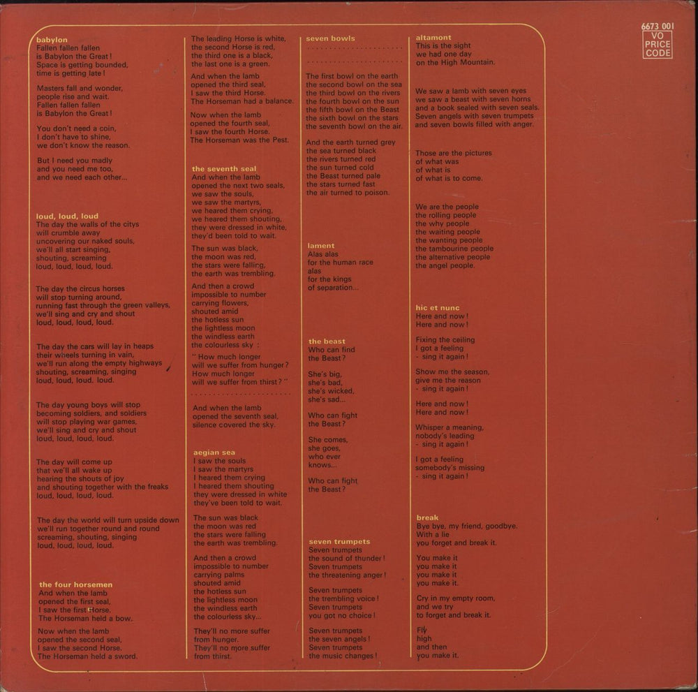 Aphrodite's Child 666 - 1st - VG UK 2-LP vinyl record set (Double LP Album)