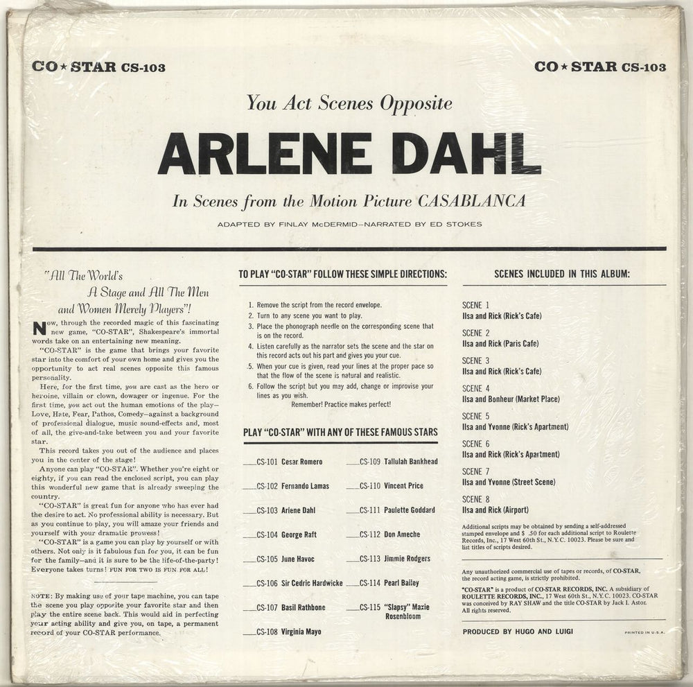 Arlene Dahl Co Star The Record Acting Game US vinyl LP album (LP record)