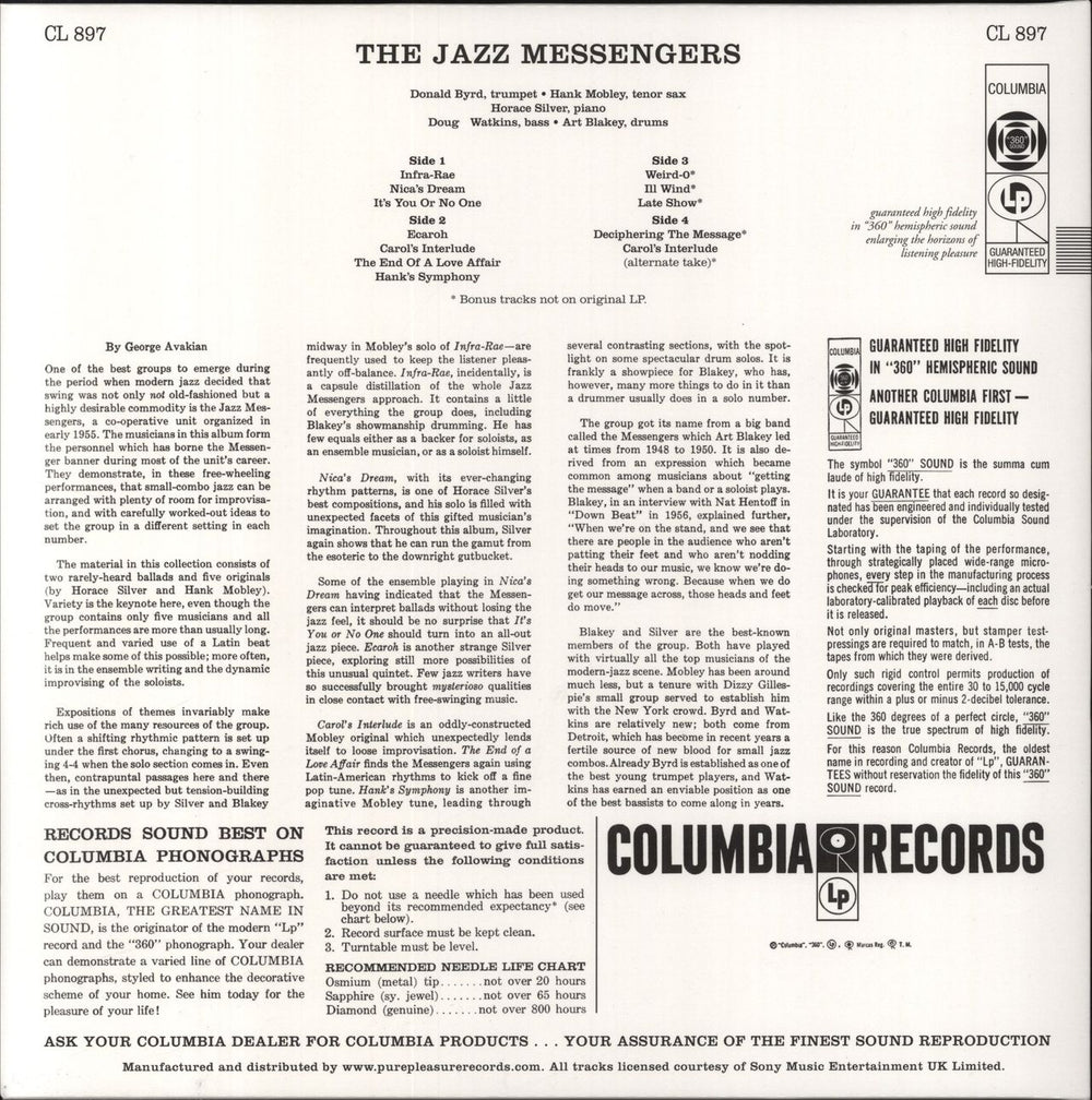 Art Blakey & The Jazz Messengers The Jazz Messengers - 180gm US vinyl LP album (LP record) 5060149621325