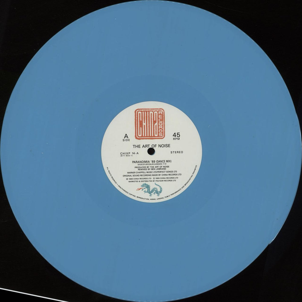 Art Of Noise Paranoimia - Blue Vinyl UK 12" vinyl single (12 inch record / Maxi-single) AON12PA36432