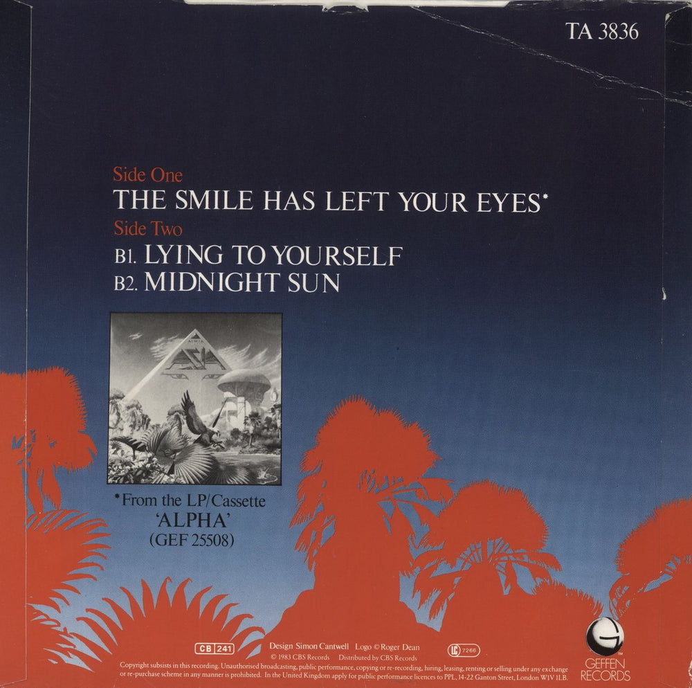 Asia The Smile Has Left Your Eyes - Red Vinyl UK 12" vinyl single (12 inch record / Maxi-single)