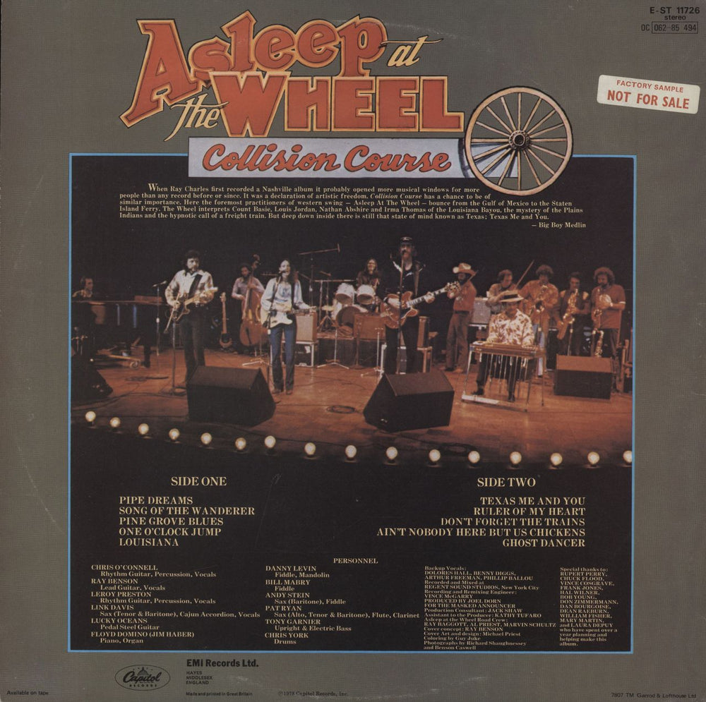 Asleep At The Wheel Collision Course - Factory Sample stickered UK vinyl LP album (LP record)