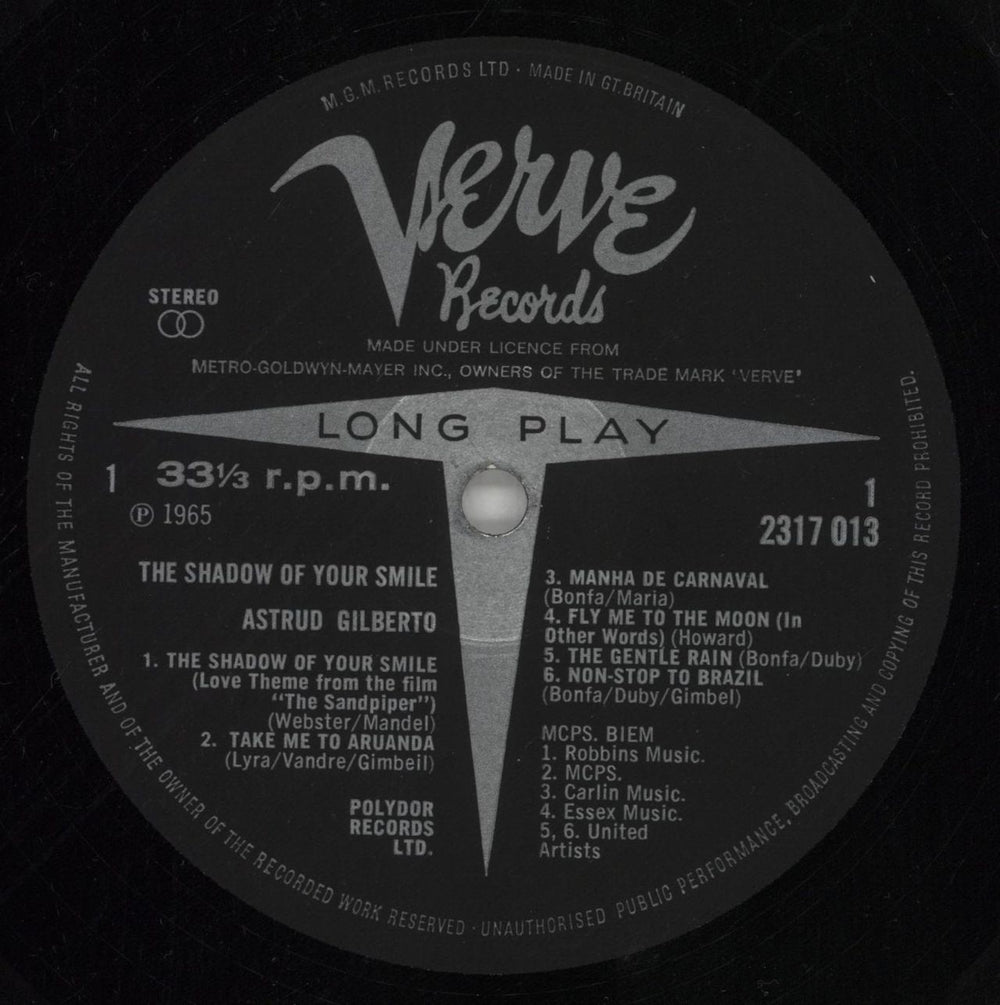 Astrud Gilberto The Shadow Of Your Smile UK vinyl LP album (LP record) AGBLPTH859450