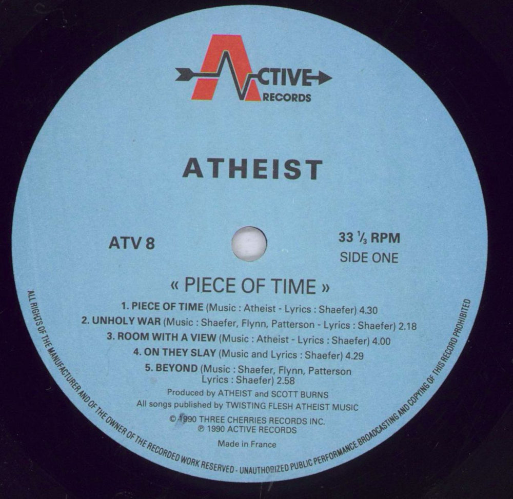 Atheist Piece Of Time - EX UK vinyl LP album (LP record) A4XLPPI833335