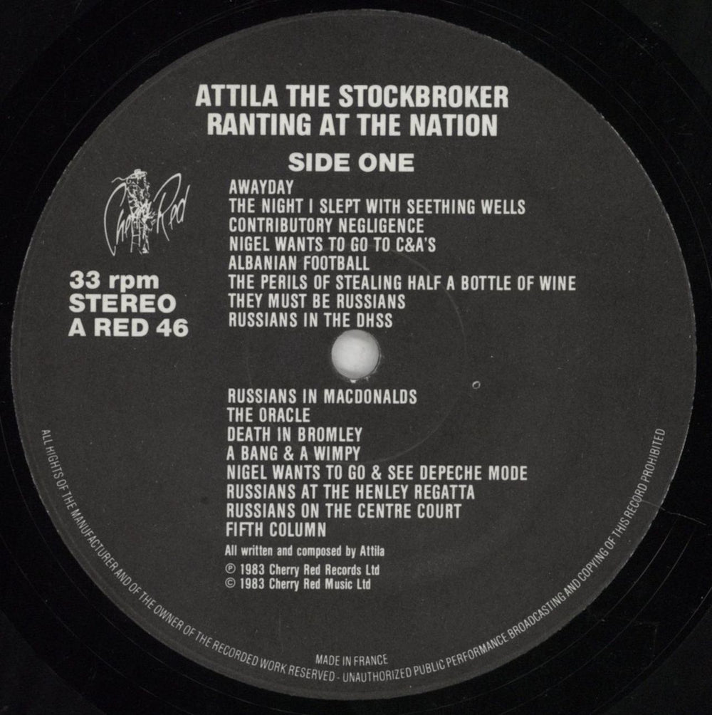 Attila The Stockbroker Ranting At The Nation UK vinyl LP album (LP record) A14LPRA674813