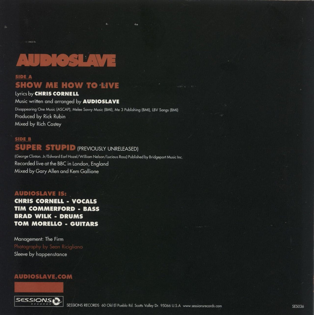 Audioslave Show Me How To Live - Red Vinyl US 7" vinyl single (7 inch record / 45) 723721083618