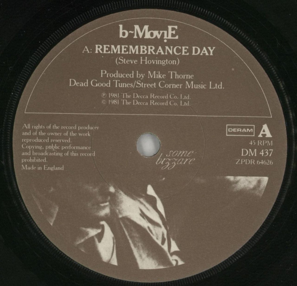 B-Movie Remembrance Day - Paper Labels UK 7" vinyl single (7 inch record / 45) BMV07RE680093
