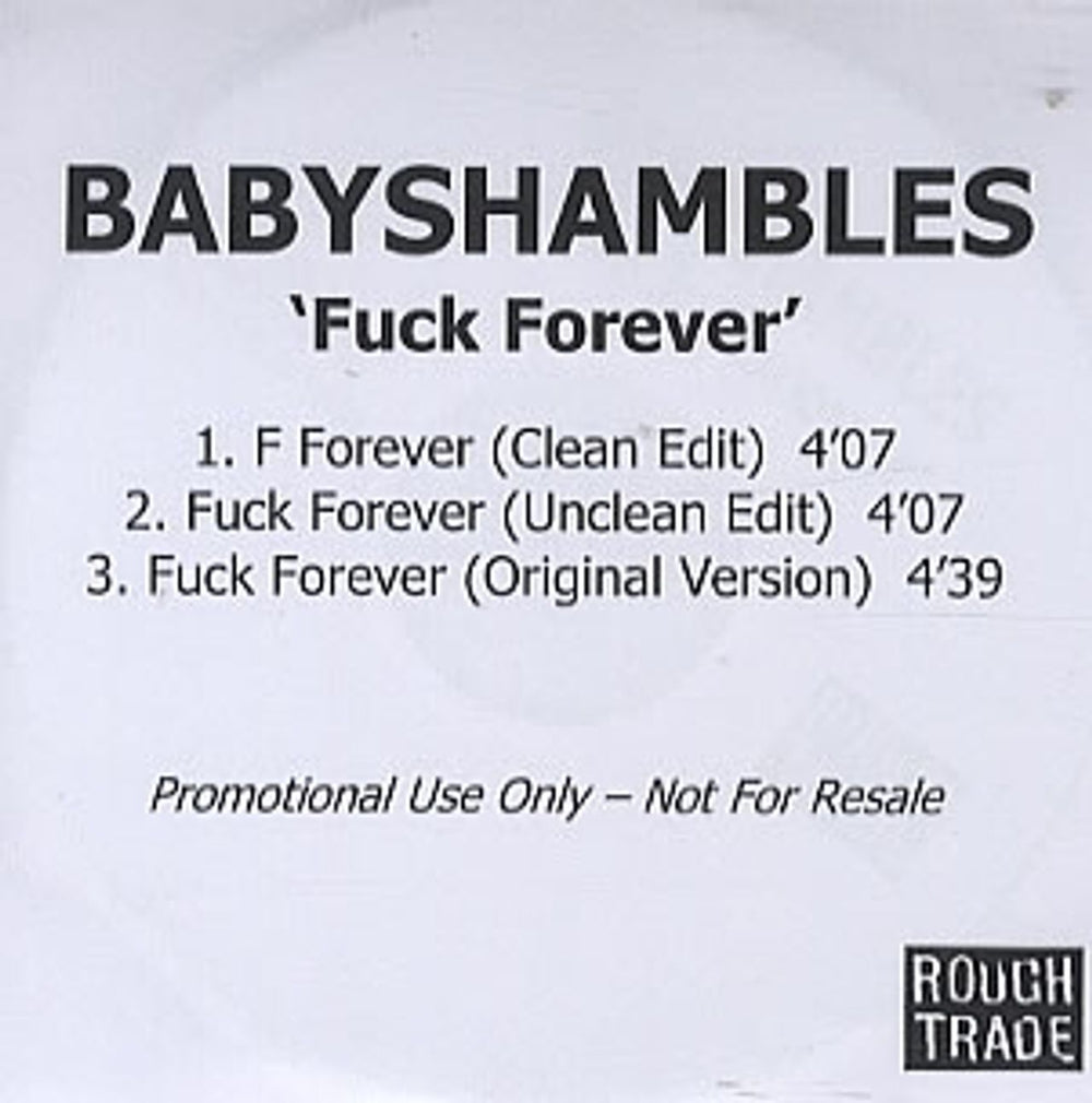Babyshambles F#ck Forever - 3-track UK Promo CD-R acetate CD-R ACETATE