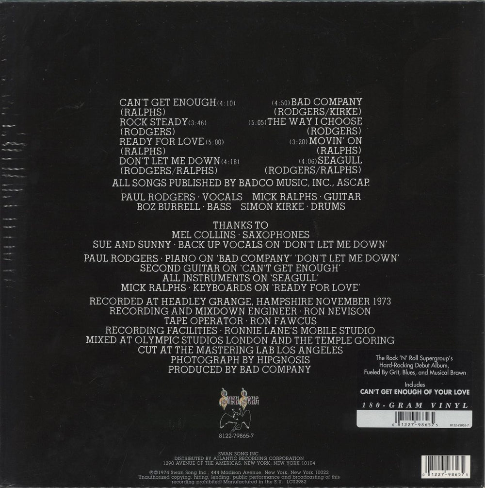 Bad Company Bad Company - Sealed + Hype Sticker UK vinyl LP album (LP record) 081227986575