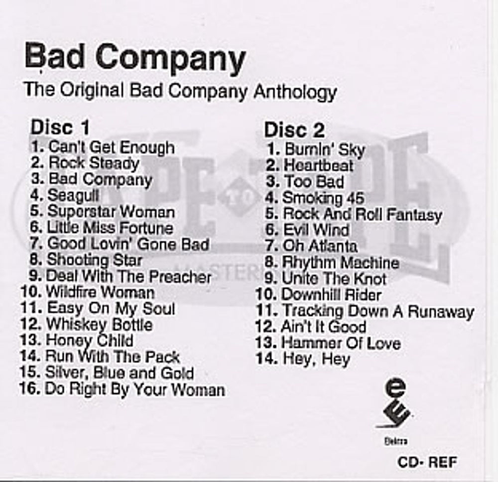 Bad Company The Original Bad Company Anthology - 2 X Cd-r UK Promo CD-R acetate CD ACETATES