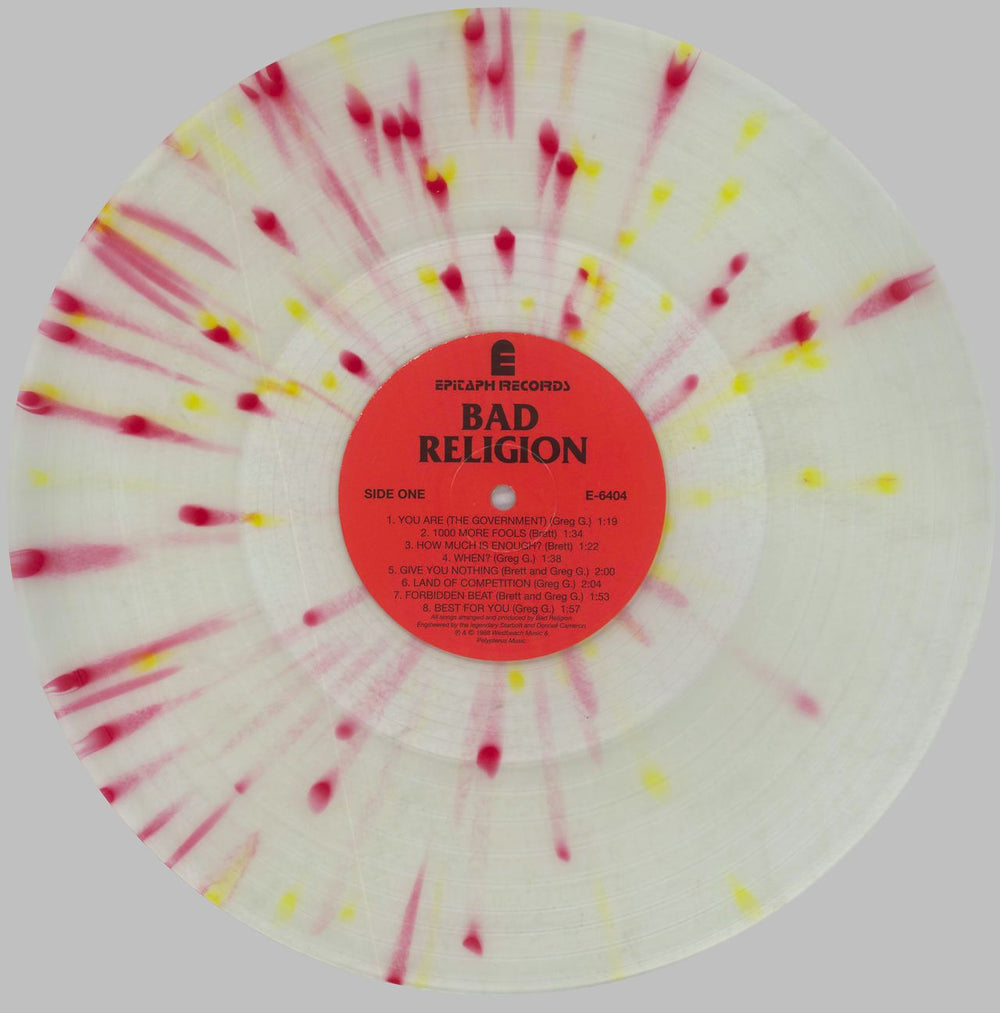 Bad Religion Suffer - Clear with Splatter Vinyl UK vinyl LP album (LP record) BDRLPSU823098