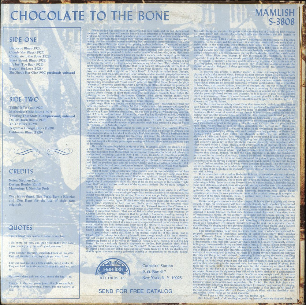 Barbecue Bob Chocolate To The Bone US vinyl LP album (LP record)