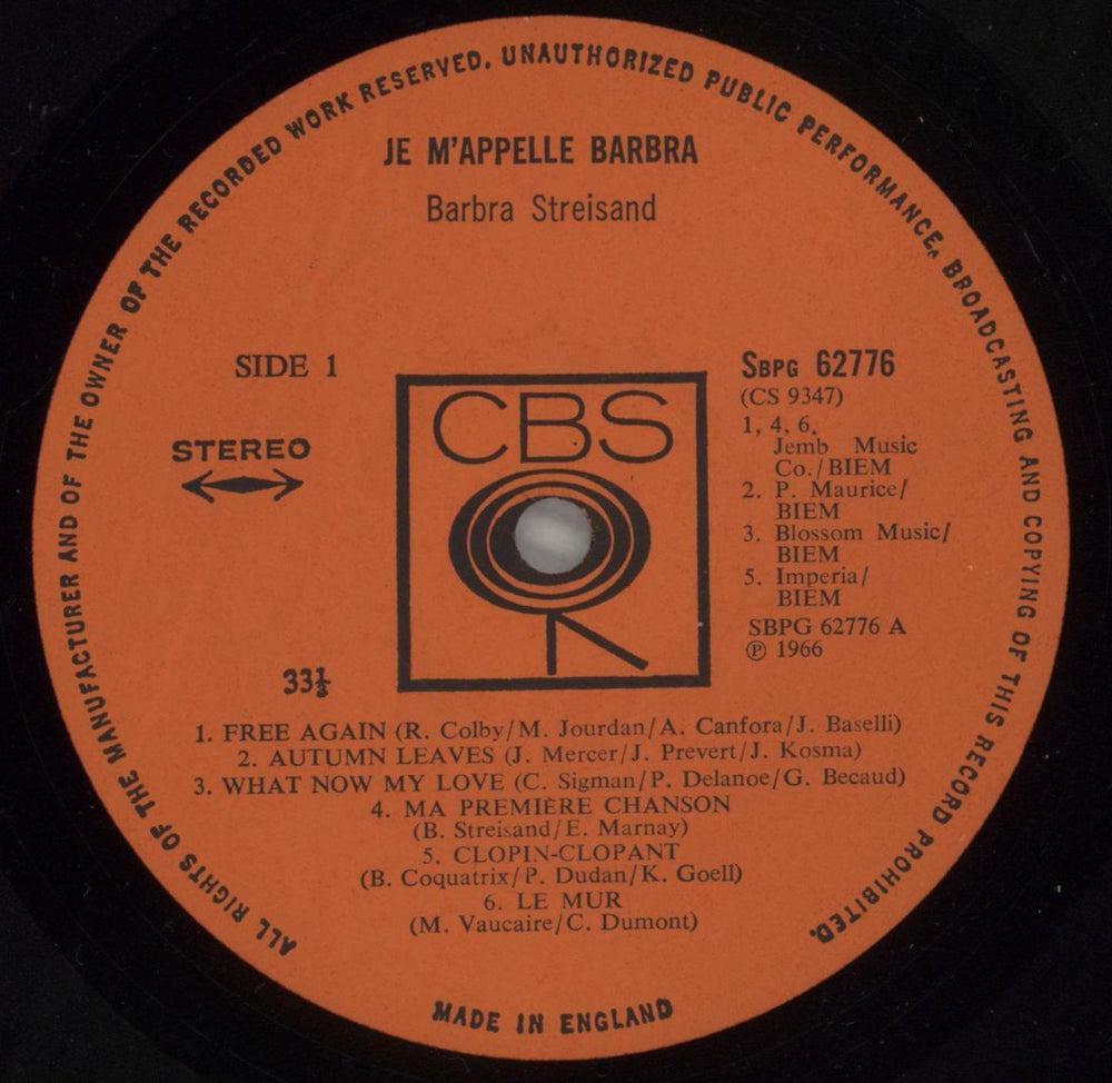 Barbra Streisand Je M'appelle Barbra - 2nd UK vinyl LP album (LP record) BARLPJE612608
