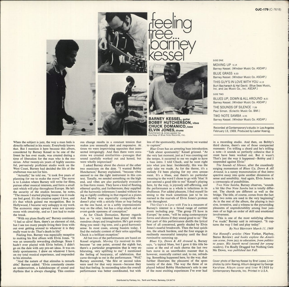 Barney Kessel Feeling Free US vinyl LP album (LP record)