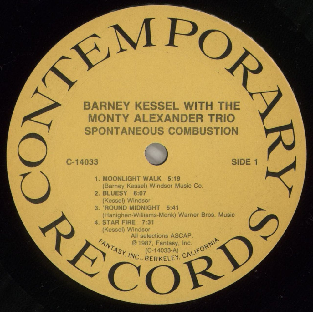Barney Kessel Spontaneous Combustion US vinyl LP album (LP record) BC0LPSP565280