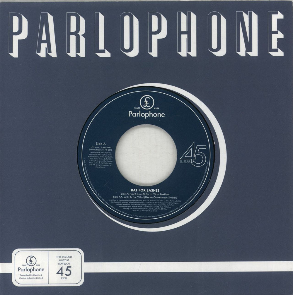 Bat For Lashes Howl! / Wild Is The Wind UK 7" vinyl single (7 inch record / 45) R6812