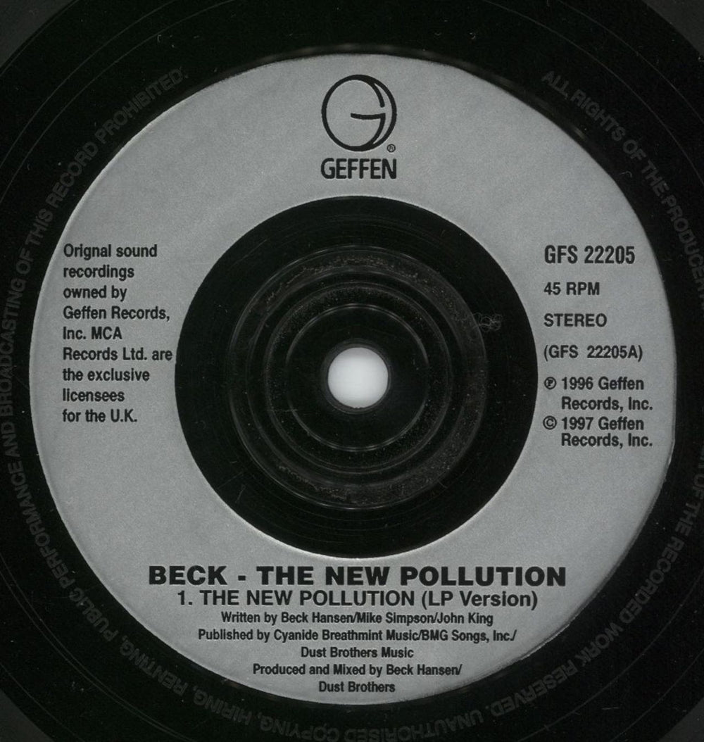 Beck The New Pollution UK 7" vinyl single (7 inch record / 45) B-K07TH86377