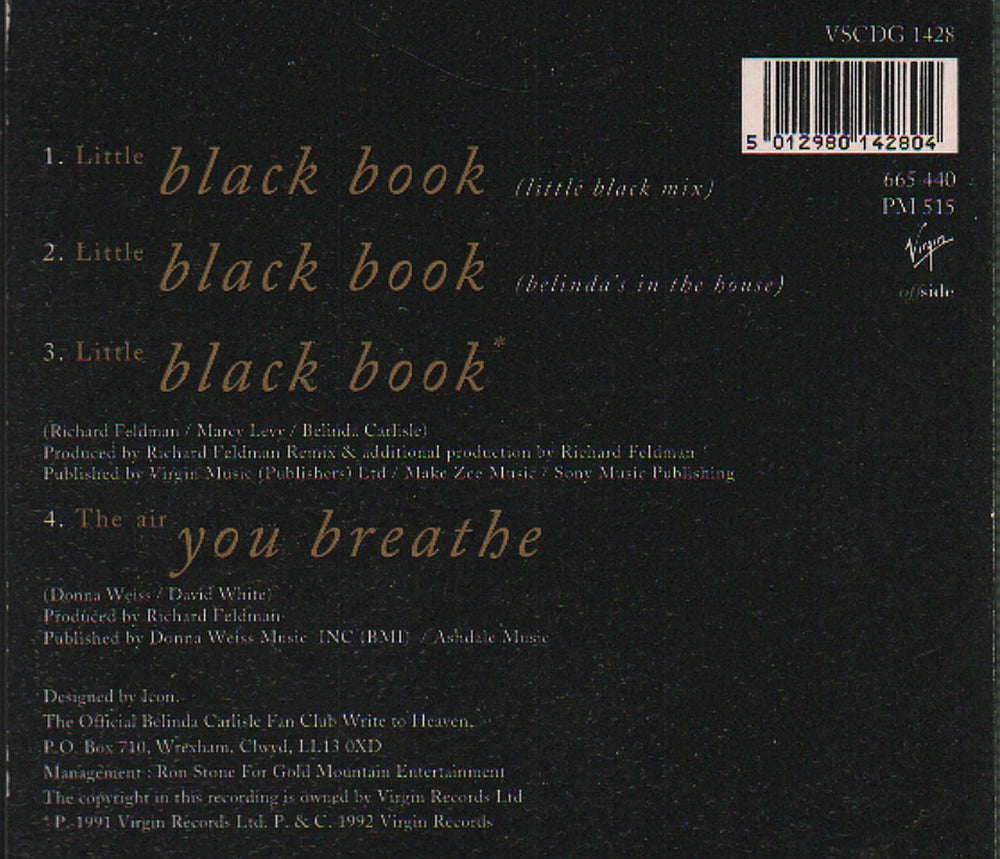 Belinda Carlisle Little Black Book - Address Book Pack UK CD single (CD5 / 5") CARC5LI08561