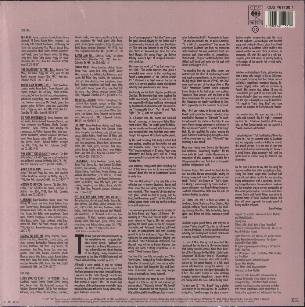 Benny Goodman Vol. III: All The Cats Join In UK vinyl LP album (LP record) 099746110017