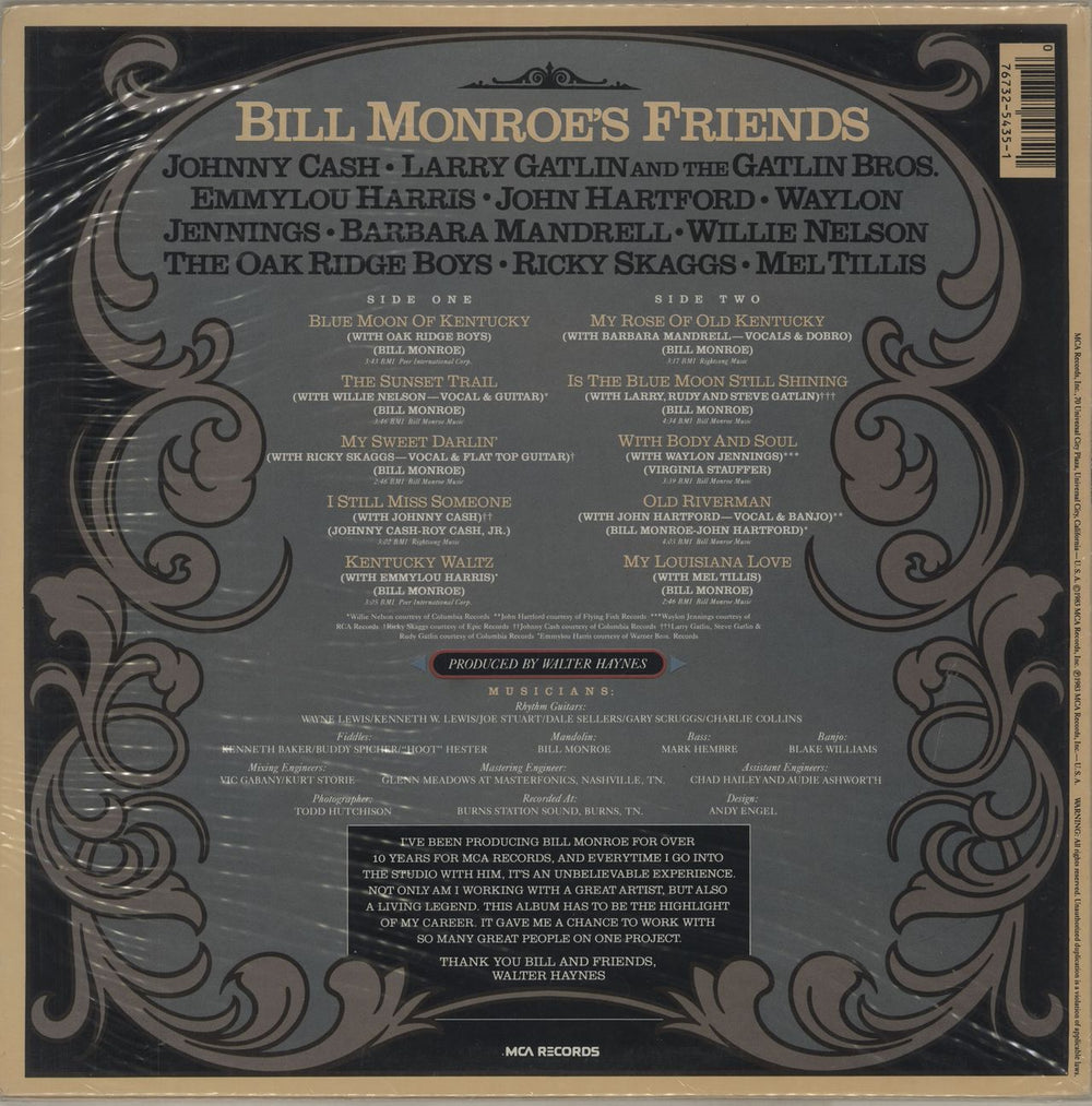 Bill Monroe Bill Monroe And Friends US vinyl LP album (LP record) 076732543511