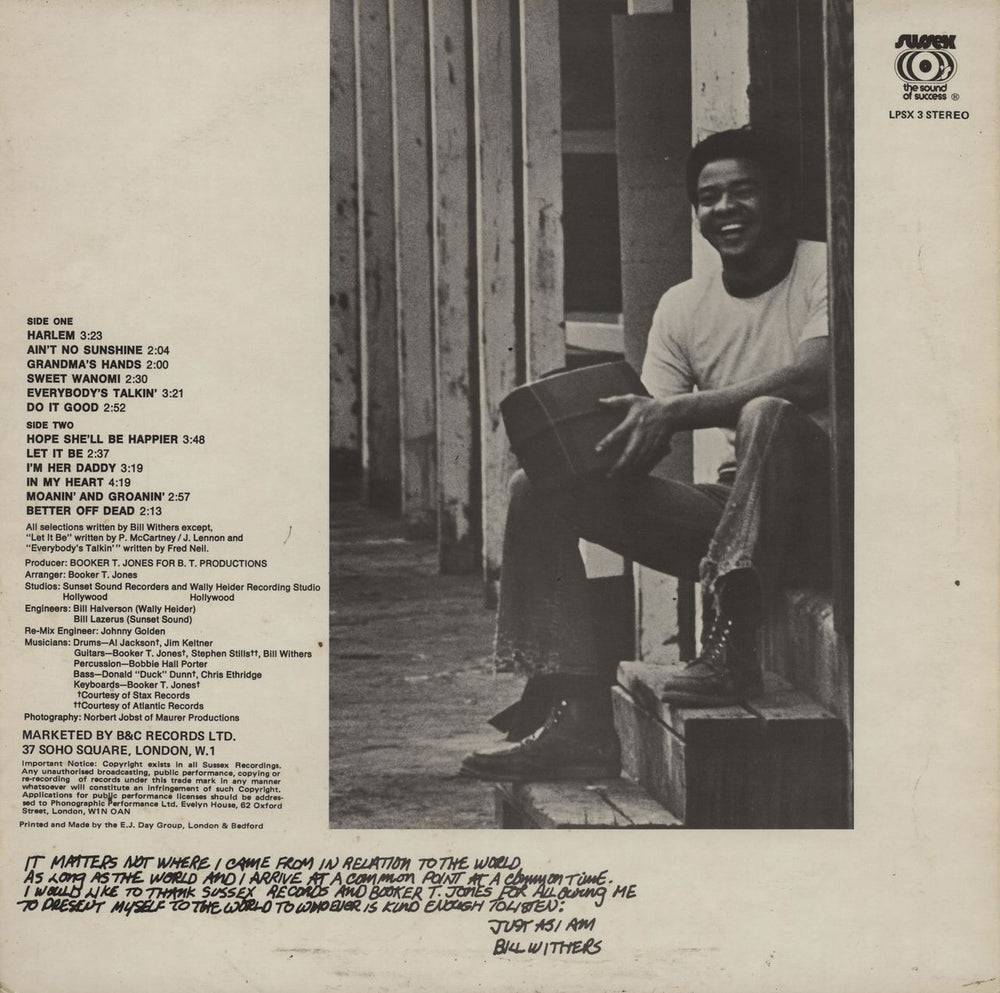 Bill Withers Just As I Am UK vinyl LP album (LP record)